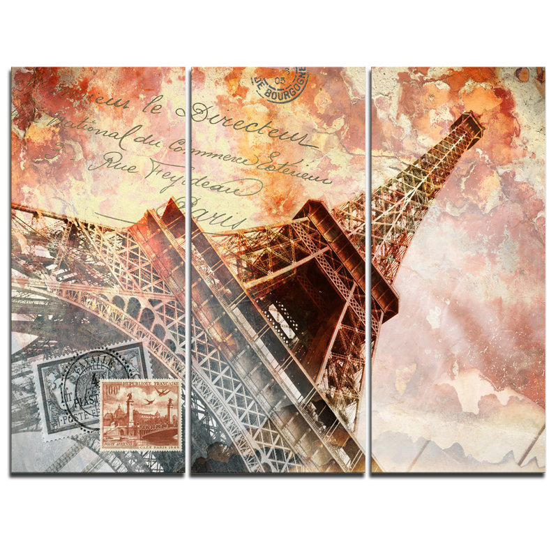 Tour eiffel, ensemble de 3 impressions sur toiles tendues