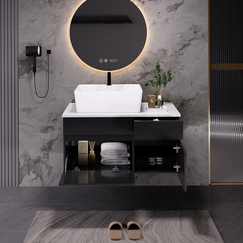 Petit meuble-lavabo flottant avec lavabo