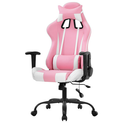 Fauteuil de jeu de course, fauteuil de bureau, massage, fauteuil pivotant, dossier haut, fauteuil de direction réglable en cuir de polyuréthane avec soutien lombaire, appui-tête, accoudoir, chaise de bureau pour adultes