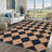 Machine Washable Easy Jute Area Rugs for Living Room Bedroom Distressed Checkered Office Carpet High Traffic Entryway Rug Non Slip Backing Trellis Farmhouse Floor Cover-1122161426