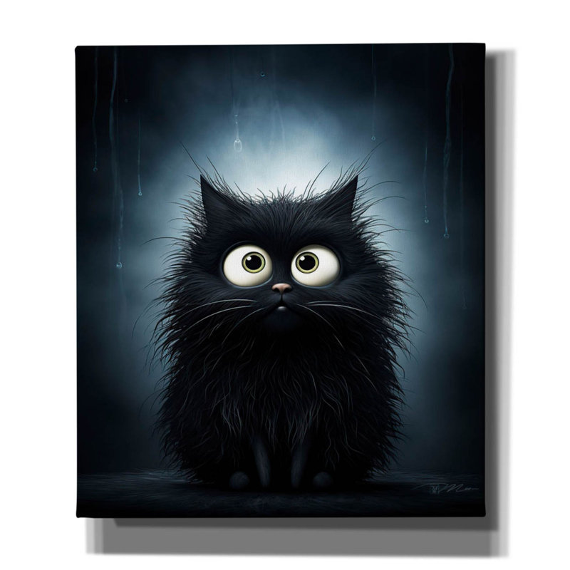 «Funny Black Cat» par Momart, art mural sur toile, H 30 po x l 26 po x P 1,5 po