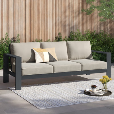Gelston 85.8'' Wide Rectangle Metal Patio Sofa with Cushions