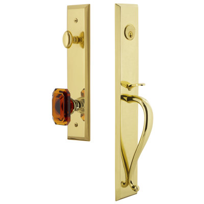 Fifth Avenue One-Piece Dummy Handleset with S Grip and Baguette Amber Knob