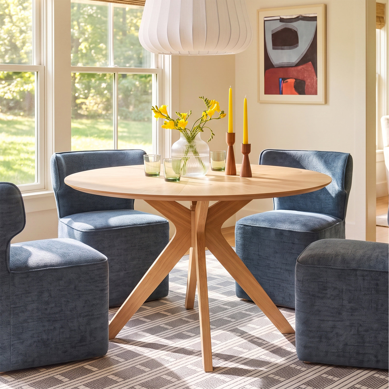 Fenway 47" Dining Table, Natural Top/Natural Base