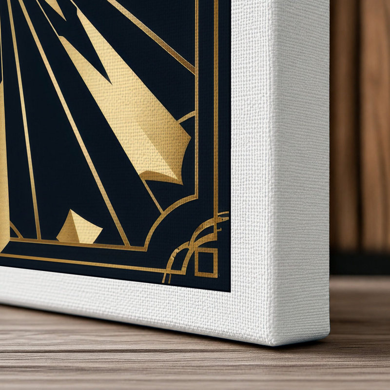 Gilded Sunburst Art Deco - Wrapped Canvas, 24x16 - 61.0 x 40.6 cm, White Border