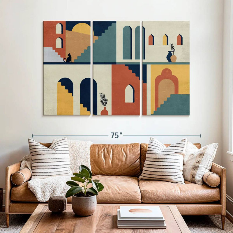 Lilie Abstract Abodes, 42" H x 65" W