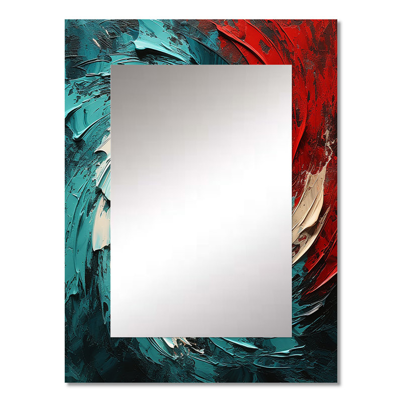 Red Blue Majestic Motion Spiral II - Abstract Spirals Decorative Mirror, Red Wall Mirror, Printed Metal Art, 32" x 24"