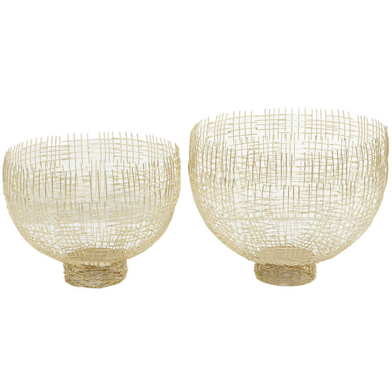 Ensemble de 2 bols décoratifs modernes en métal doré
