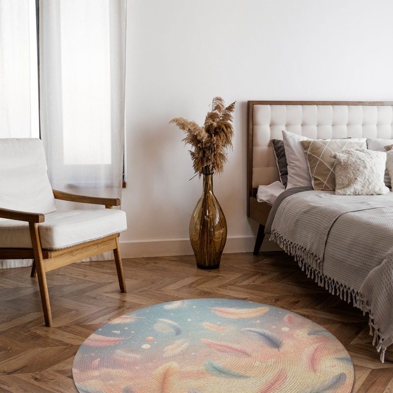 Tapis tressé Airy Feathers, Rond 5 pi