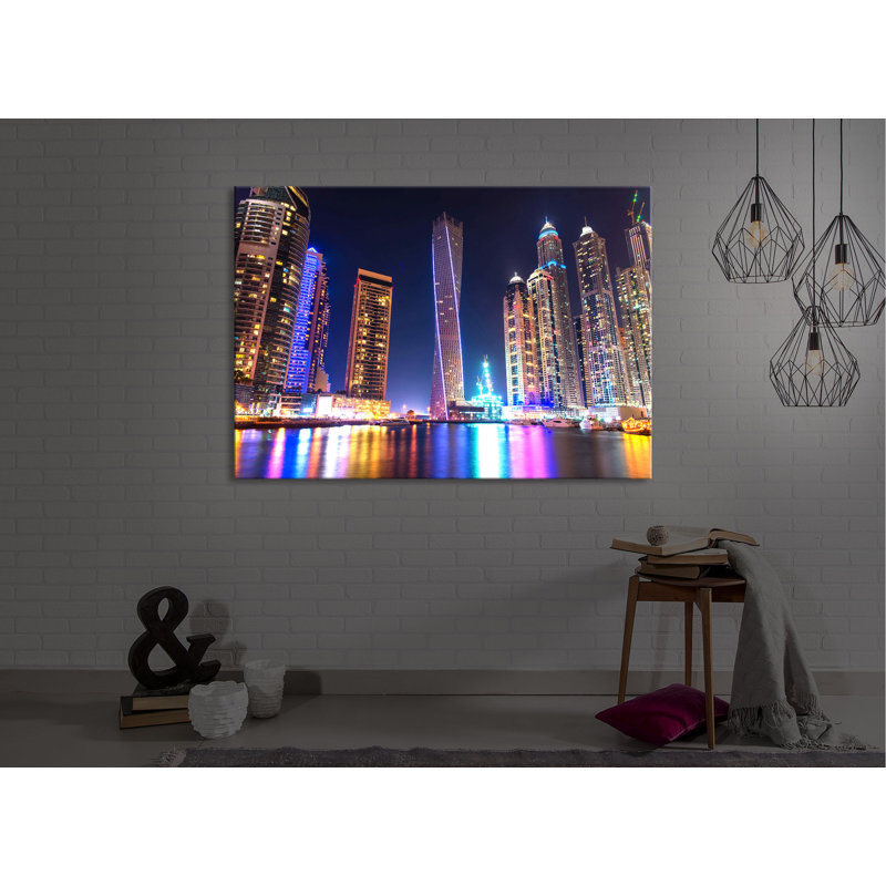 Dubai Marina Bay by No - Wrapped Canvas Print, 60cm H x 80cm W x 4.5cm D, Without lighting