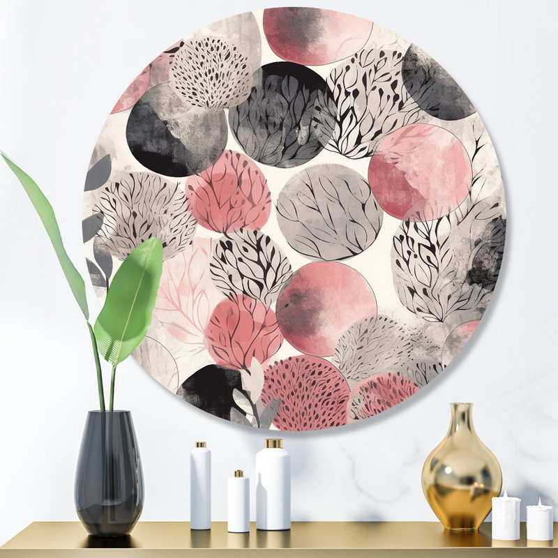 «Pink Grey Minimalims Fludity» sur impression métallique, H 23 po x l 23 po x P 1 po