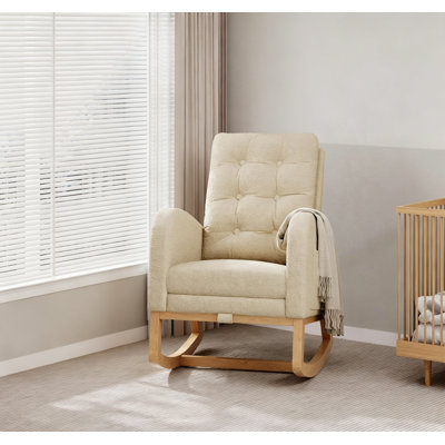 Fauteuil à bascule de 67,5 cm de large avec repose-pieds en bois massif