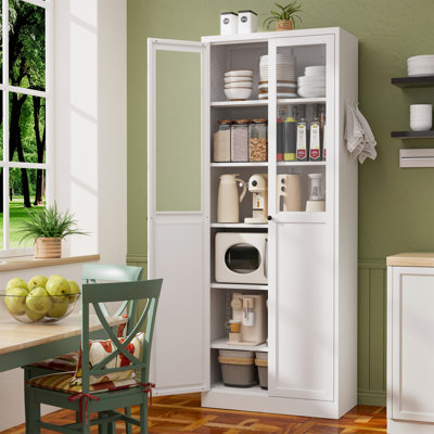 Armoire garde-manger blanche en métal, 72 po de hauteur, tablettes réglables, organisateur autoportant pour la cuisine, le garde-manger, le bureau personnel - armoire magnétique haute silencieuse de 72 po avec blanc, salon, design moderne