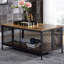 Table basse pliable rectangulaire en chêne antique et noir.