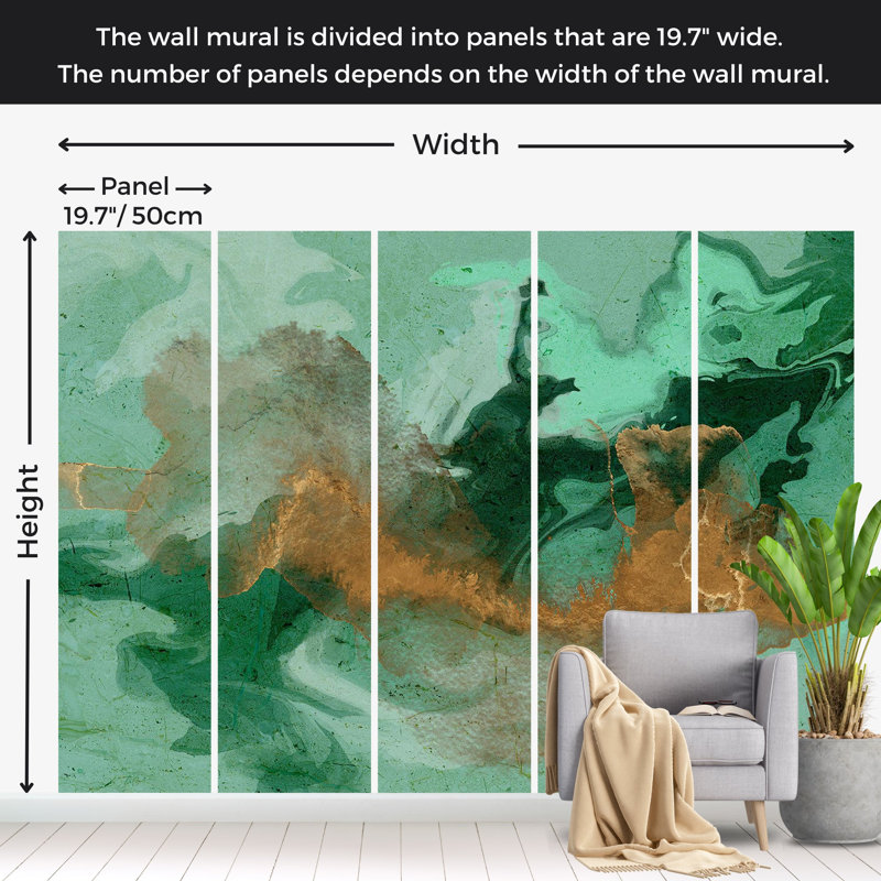 Papier peint abstrait - Malachite, L 110 po x l 157 po