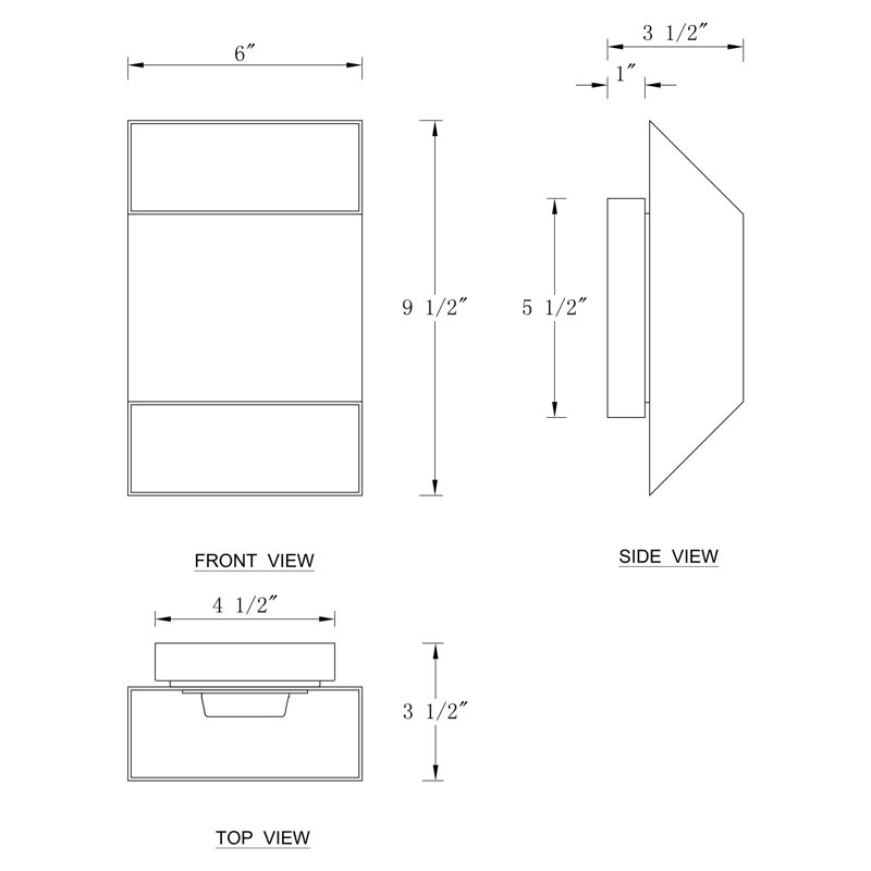 LED Wall Light, 9.5'' H x 6'' W x 3.5'' D