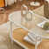 Table basse ovale en rotin blanc