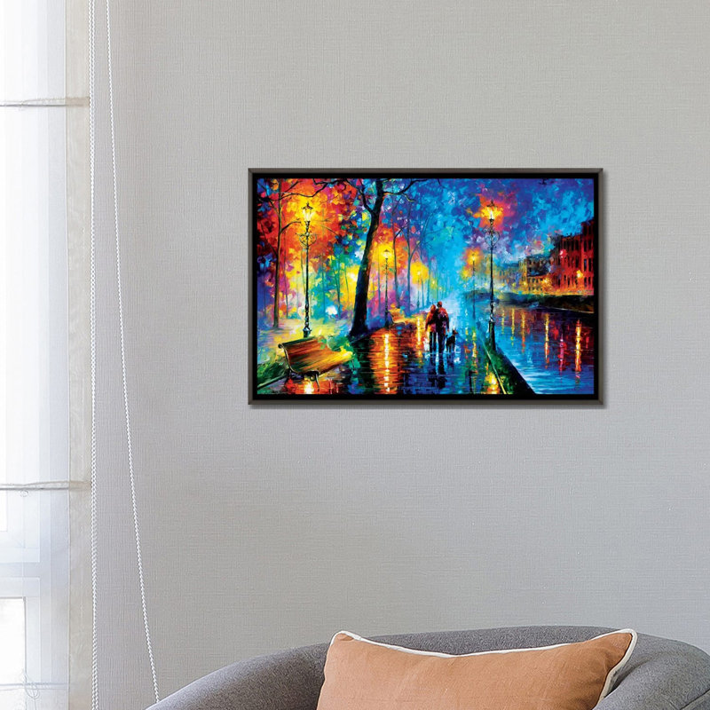 « melody of the night »-reproduction d’art sur toile tendue, H 32 po x l 48 po, Toile avec cadre flottant, Noir patiné