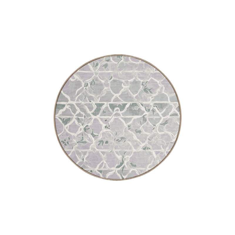 Tapis beige soyeux et moelleux, Rond 3 pi
