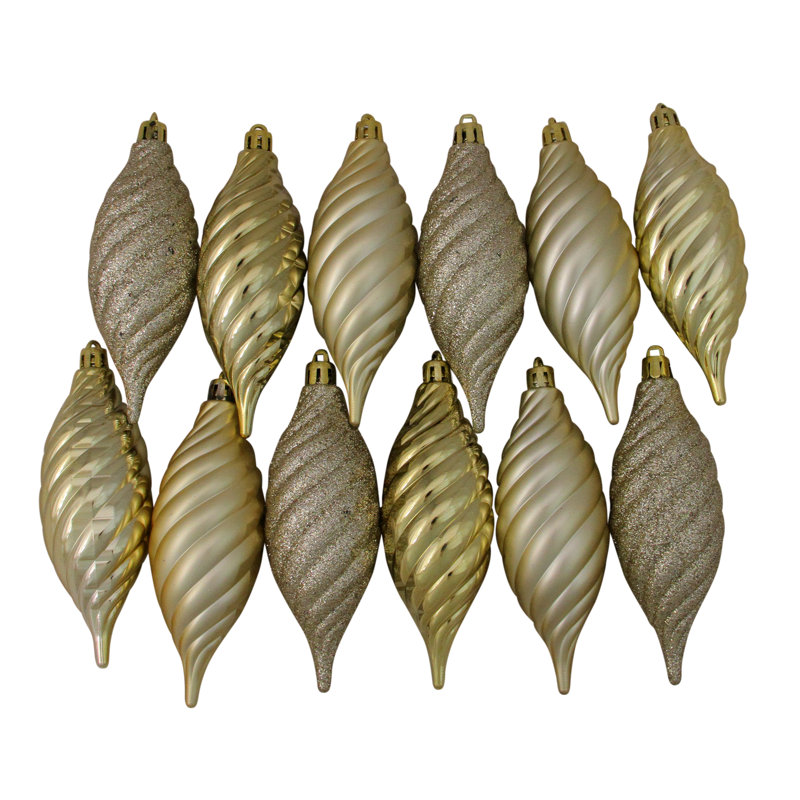 Champagne Gold Shatterproof Matte Plastic Christmas Ornaments Set
