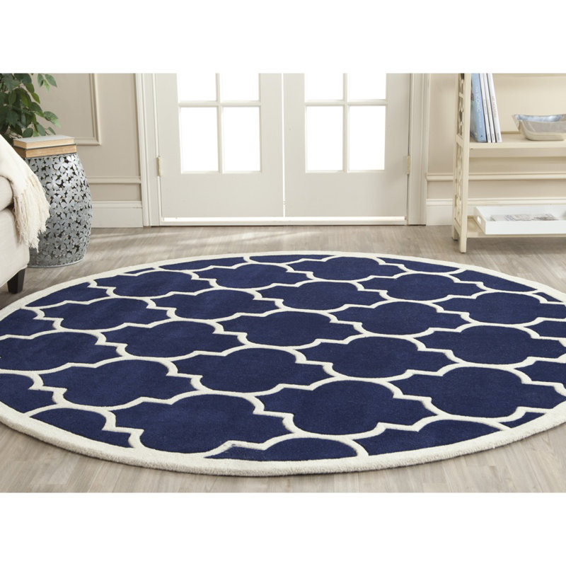 Carolene Hand Tufted Wool Geometric Rug, Round 5'