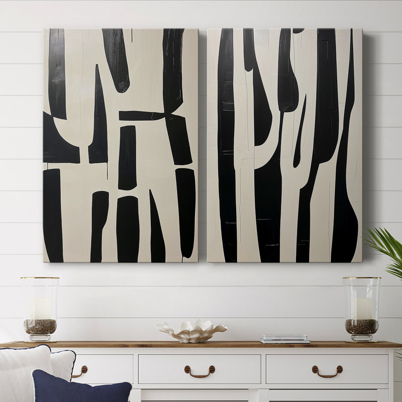 ABSTRACT Series DCXCII - Toile tendue avec châssis de qualité supérieure - Prêt à être accroché, H 27 po x l 36 po