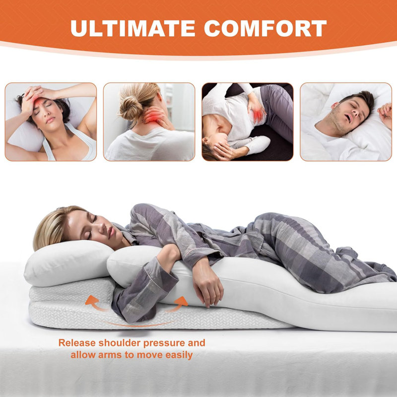 H-Shape Side Sleeper Pregnancy Pillow, White