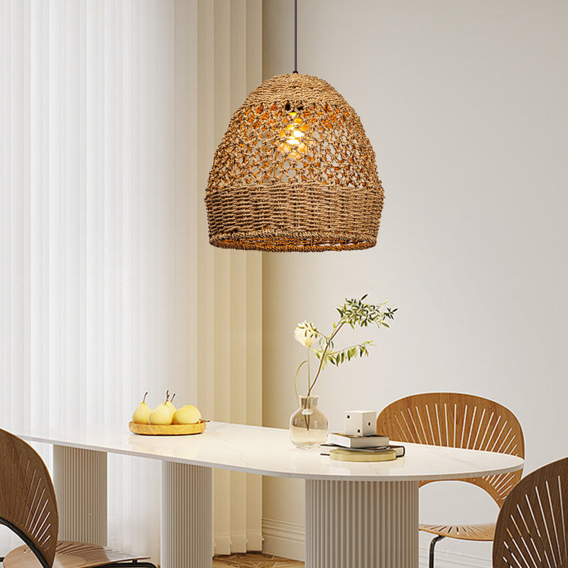 Artibrannan 1 - Light Seagrass Dome Pendant, 15.74" H x 15.74" W x 15.74" D