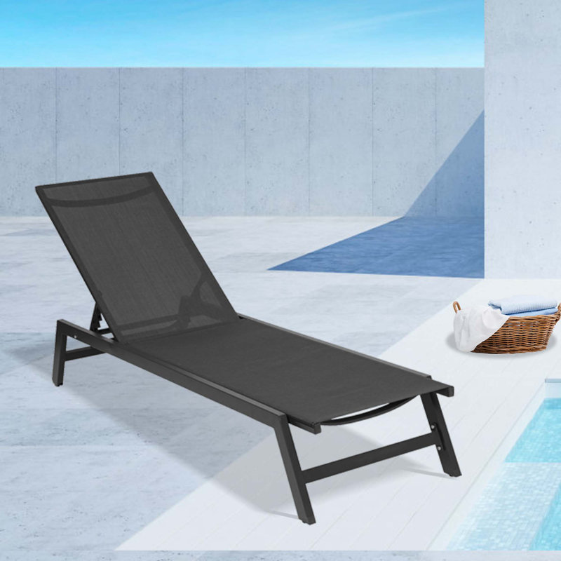 Chaise longue sans accoudoirs en métal Raphaelle, Gris foncé