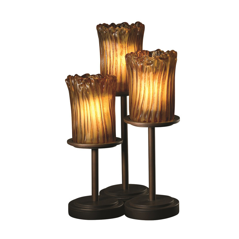 Ensemble de 3 lampes de table, Non, Amber , Bronze foncé
