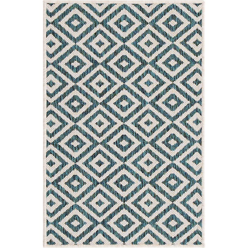 Outdoor Destiny Area Rug Green Diamond Color, Rectangle 2'2" x 3'