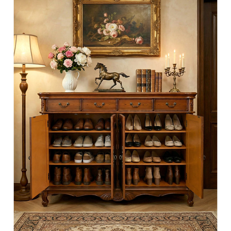 Meuble de rangement autoportant pour chaussures et chaussures en bois avec amplement d'espace de rangement pour le vestibule