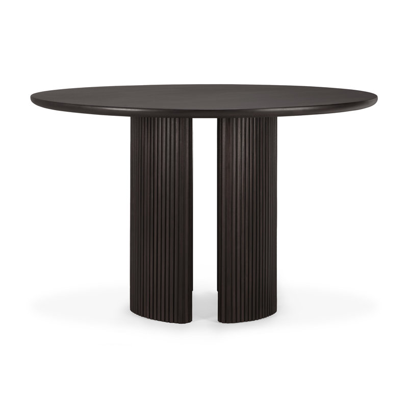 Roller Max Round Solid Wood Dining Table, Dark Brown