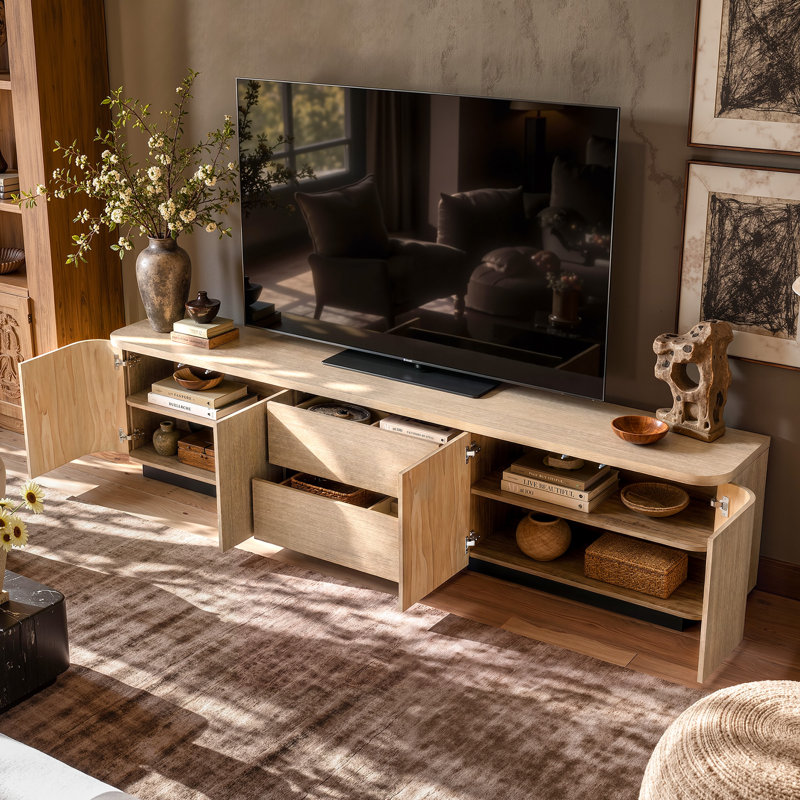 Meuble télé 87 po, Natural Wood