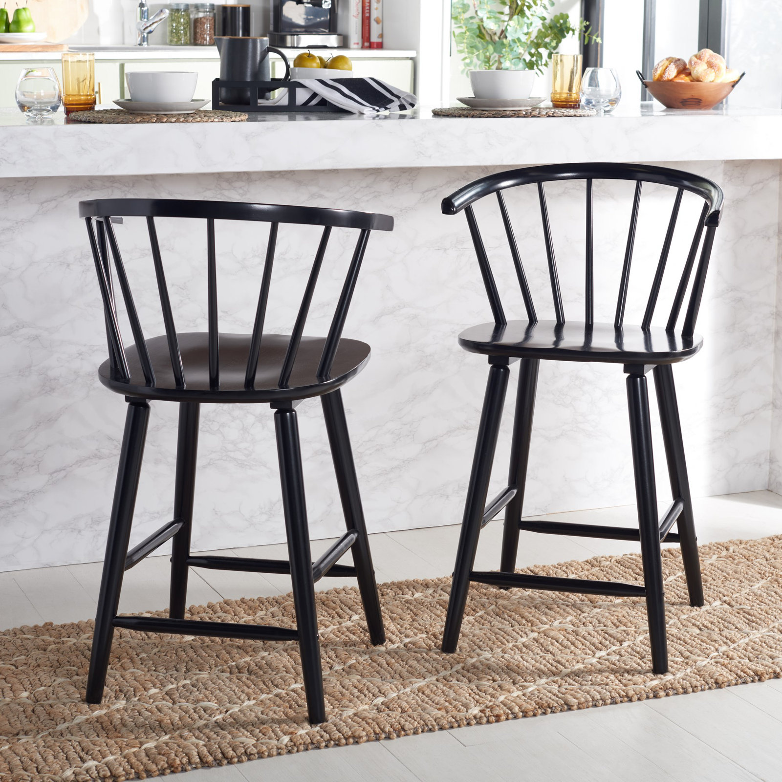 Sheffield Bar Stool, Short Stool (23" Seat Height), Black