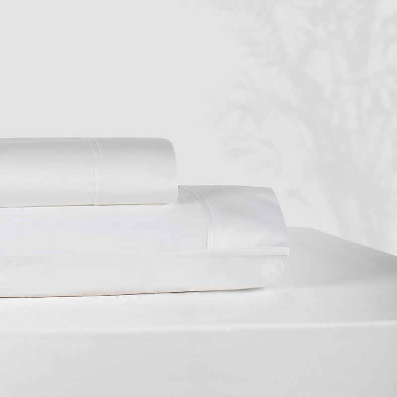 Estate 100% Cotton Sateen Sheet Set, white-white, Queen