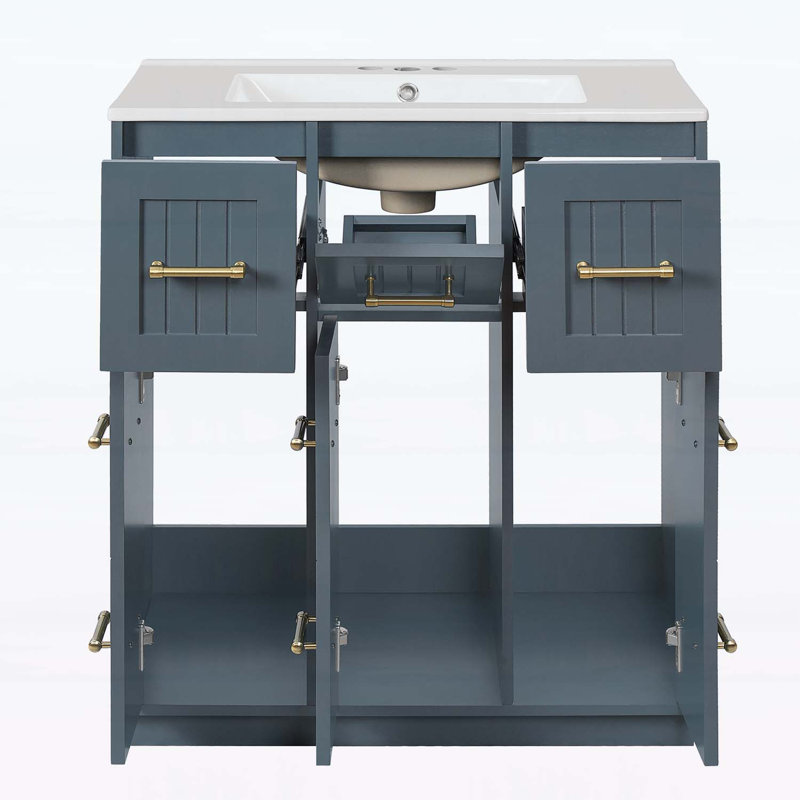Meuble-lavabo de 30 pouces avec lavabo sous-comptoir, Bleu