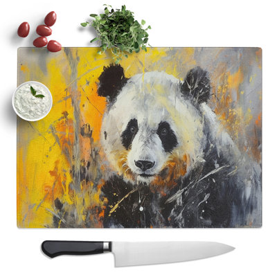 Panda Gestural  Glass Chopping Board