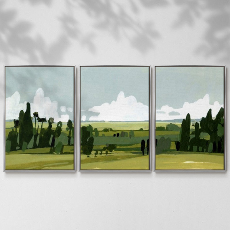 Verdant Summer III 3 pièces, H 36 po x l 75 po x P 2 po, Argent