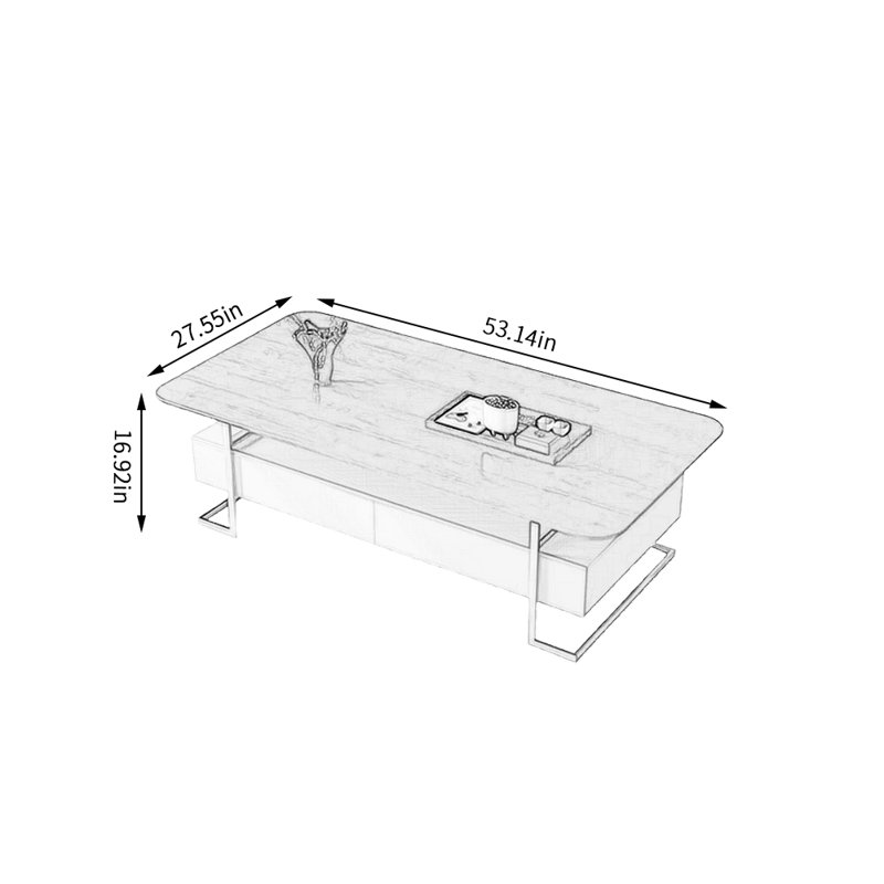 Table basse à double caisson avec rangement, Blanc