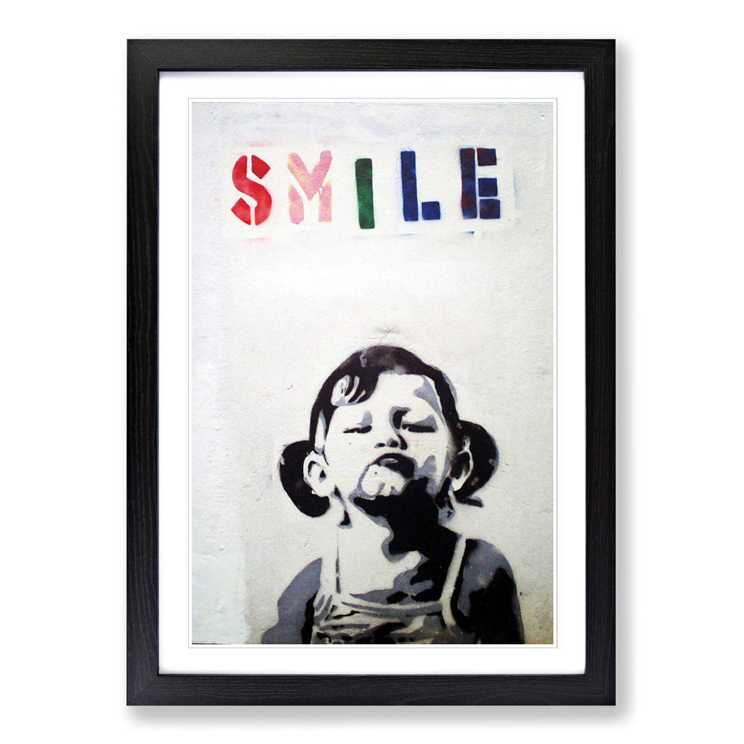 Smile Graffiti by Banksy - Framed Print