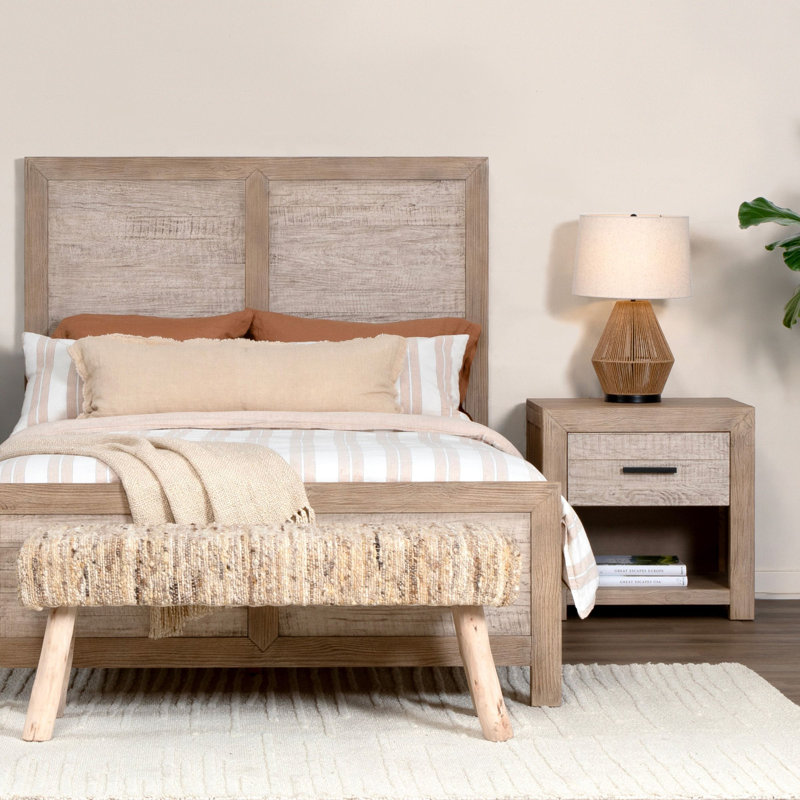 Roux Single Drawer Pine Wood Nightstand