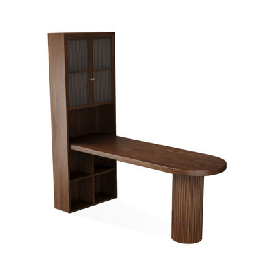 Bureau en bois massif noyer courbé