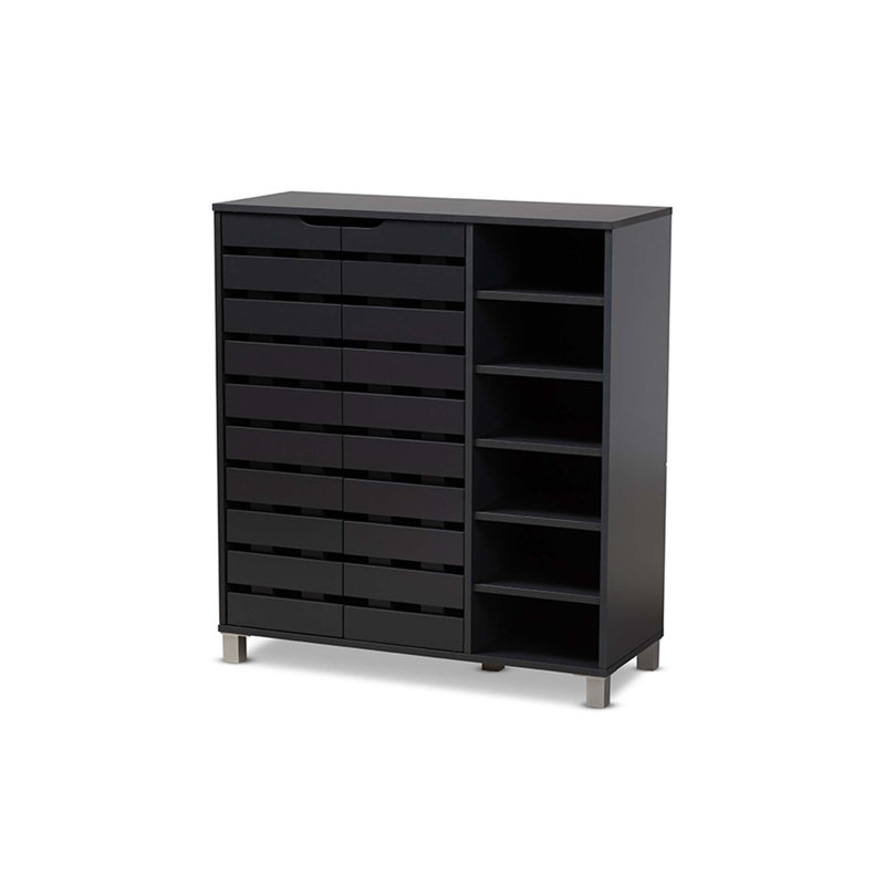 Arielle 24 Pair Shoe Storage Cabinet, Dark Gray