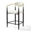 Ensemble de 4 tabourets de comptoir 25,8 po en chenille blanche moderne avec accoudoirs dorés-131635171