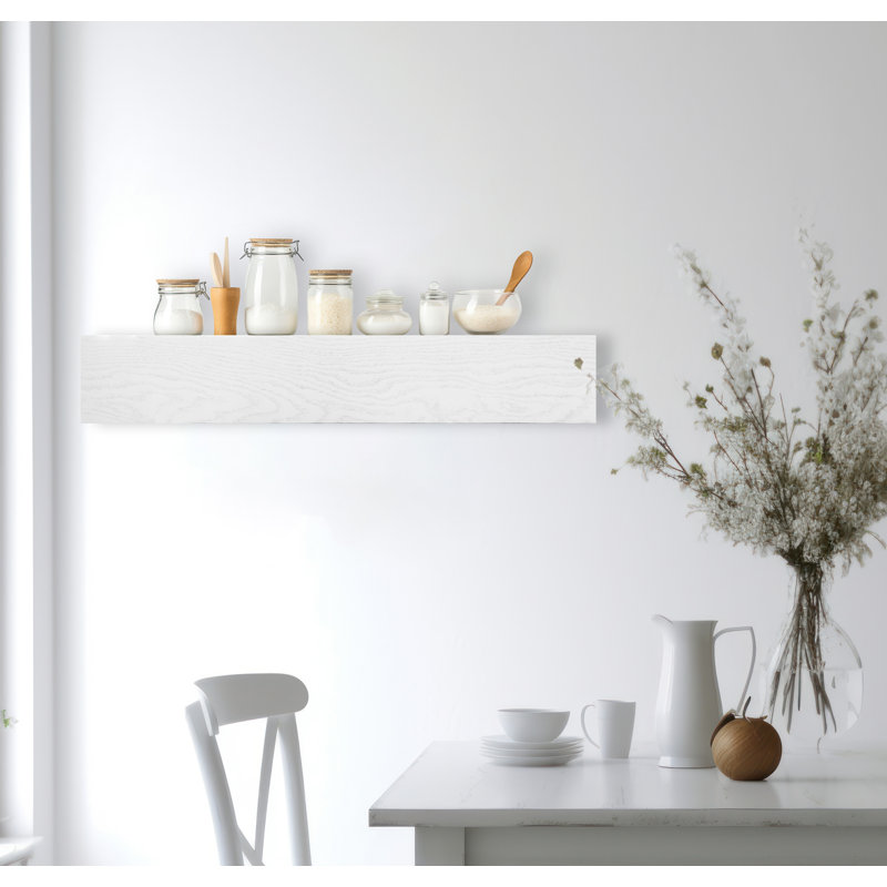 Rayons flottants avec support en métal Rayne, Blanc, H 6 po x l 42 po x P 5 po