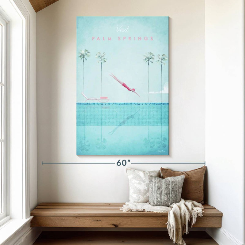Affiche de voyage rétro Aime Palm Springs, H 51 po x l 34 po