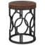 Table d'appoint ronde industrielle de 20 po avec structure ajourée en métal, table de chevet rustique pour la chambre à coucher ou le salon, petite table d'appoint avec plateau en bois, assemblage facile - brun