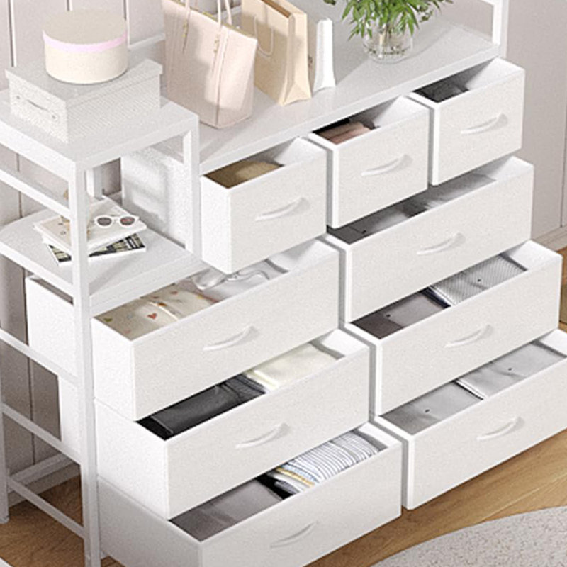 Commode 9 tiroirs Mountview, Blanc