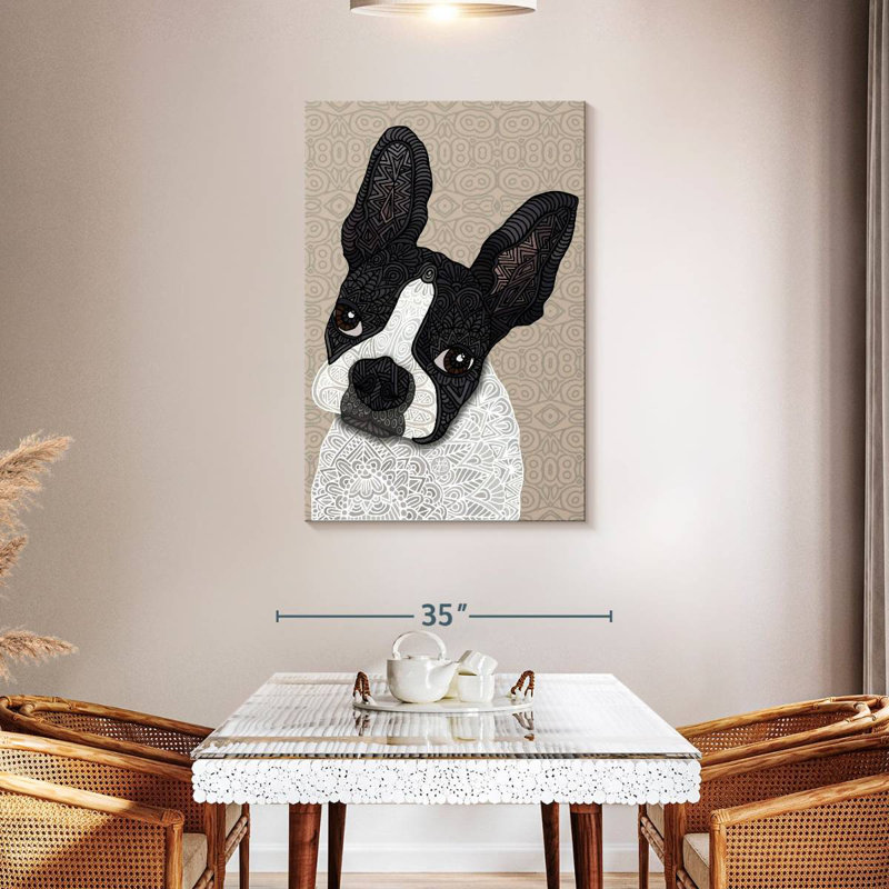 Brampt Patterned Boston Terrier, 45" H x 30" W